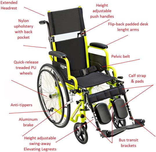洋楽 SELBSTBETRUG Ziggo Transit Plus Wheelchair - Crash-Tested Transit Chair for