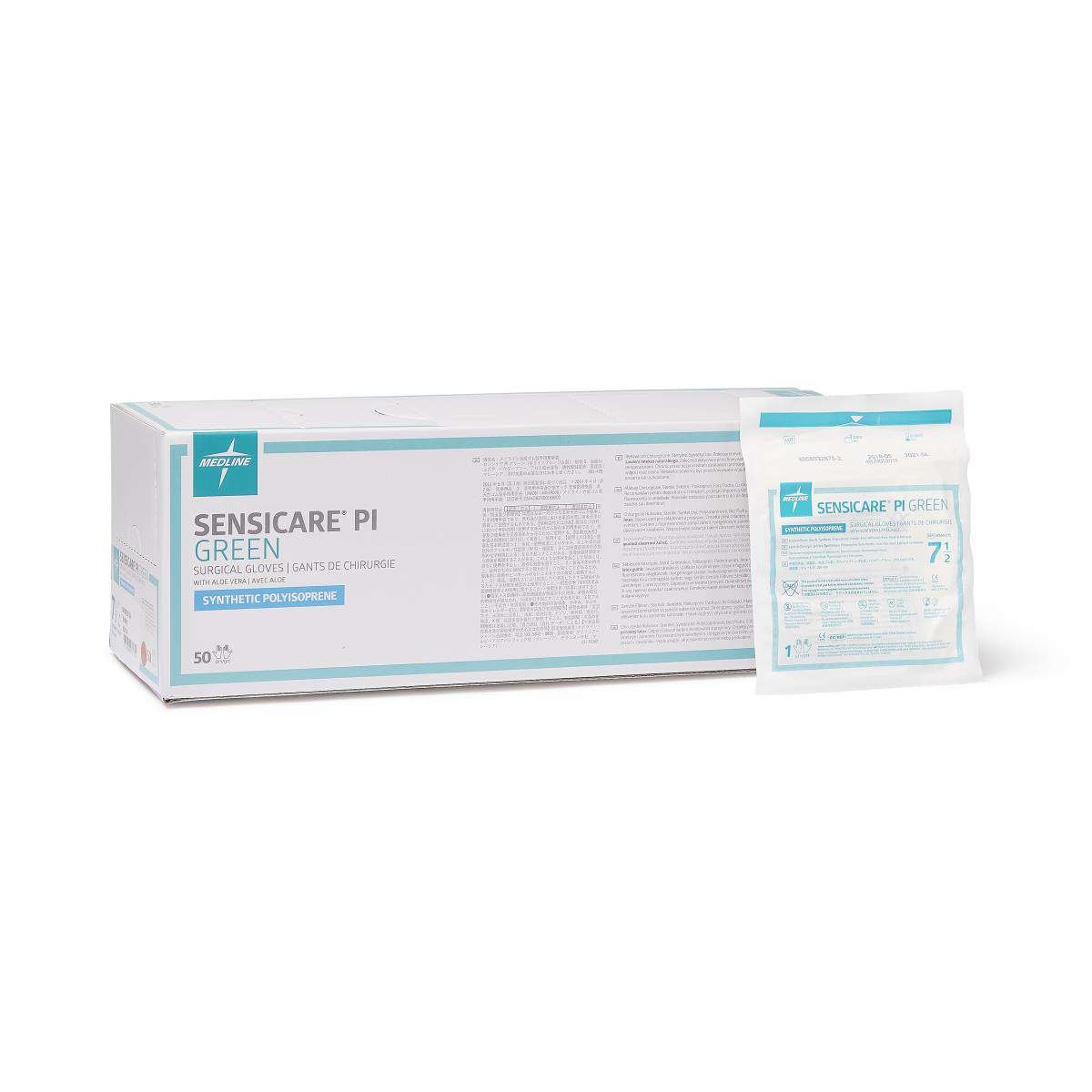 SensiCare PI Green Powder-Free Surgical Gloves | Medline